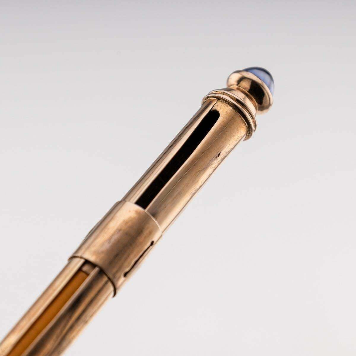 Antique 20th Century French Solid Gold & Sapphire Retractable Pencil C.1900 photo vintage