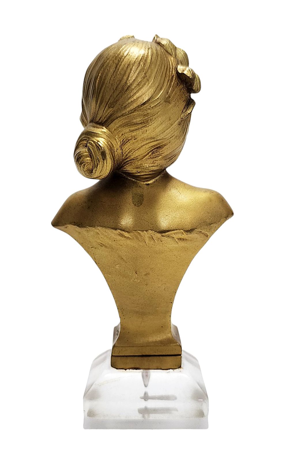 Art Nouveau Golden Patinated Bronze Bust/Seal With Acrylic Base 'La Poésie' Signed By Lecci, Exhibited At The Salon Des Artistes Français, Paris 1910 photo furniture