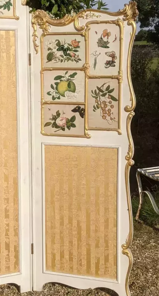 Superb Hand Painted Gilt Wood Dressing Screen With Chinese Paintings photo furniture