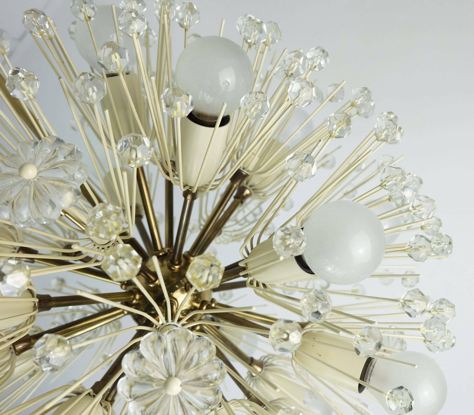 Mid Century Austrian Chandelier Emil Stejnar Dandelion Light Sputnik Rupert Nikoll 1950s photo vinterior