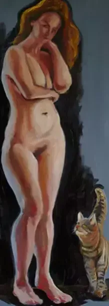 Jung Axel, Nude Painting, Oil On Canvas, 21st Century photo furniture