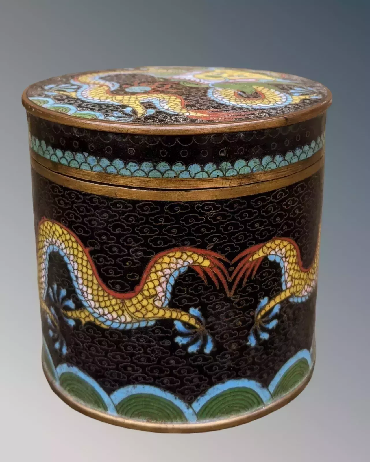 Antique Chinese Cloisonne Dragon Pot And Cover photo furniture