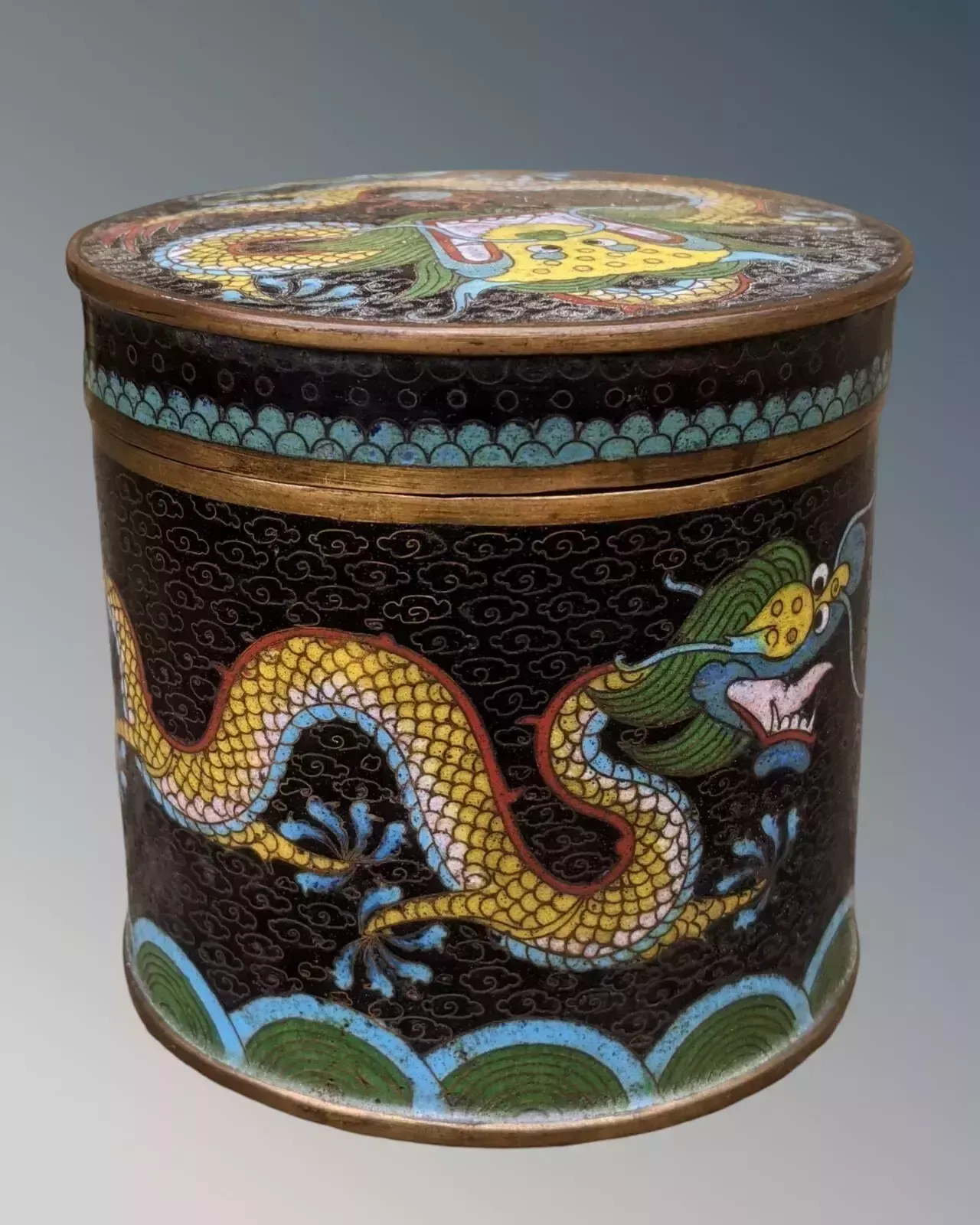 Antique Chinese Cloisonne Dragon Pot And Cover photo Home Decor