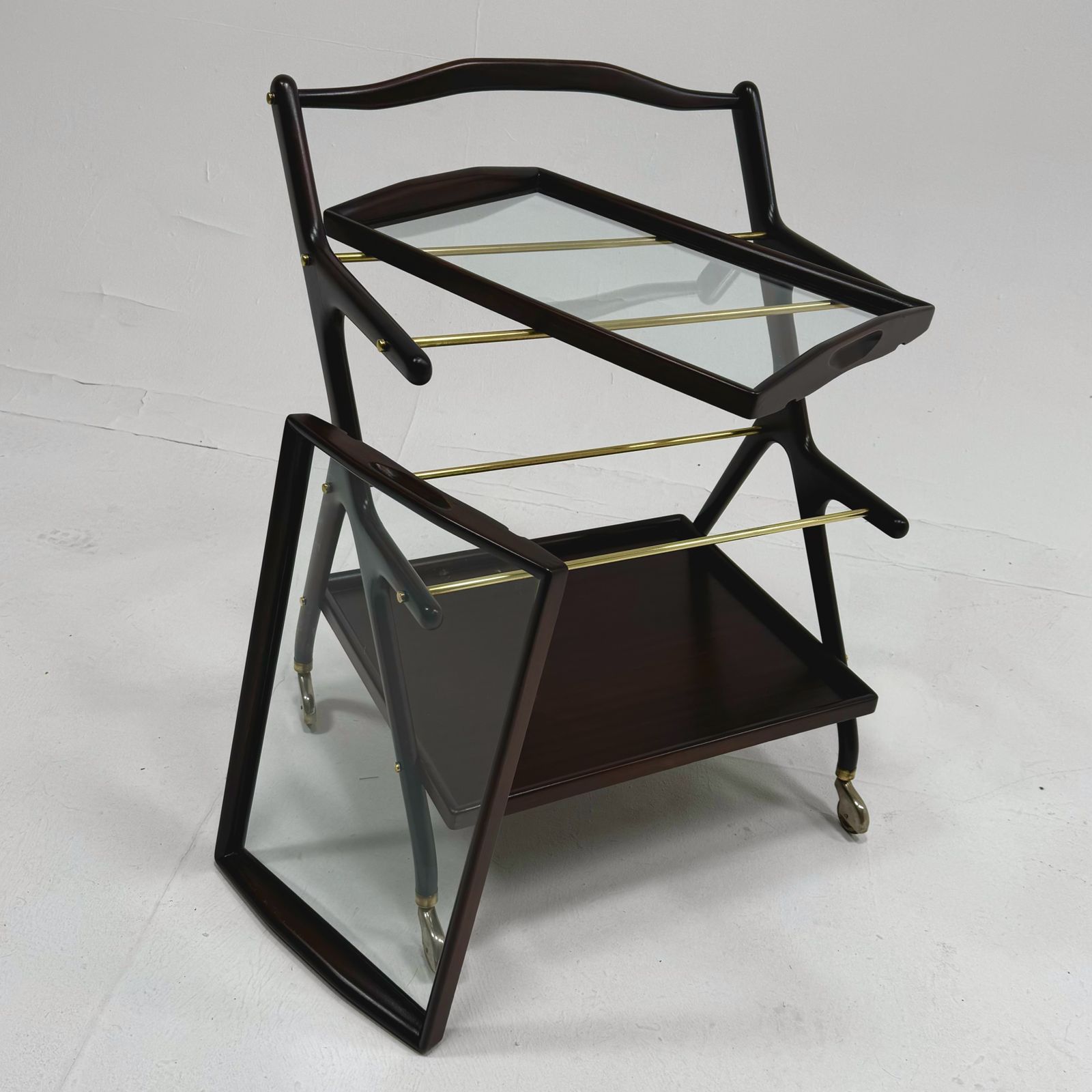 1950s Italian Cesare Lacca Mahgany Bar Cart photo vinterior