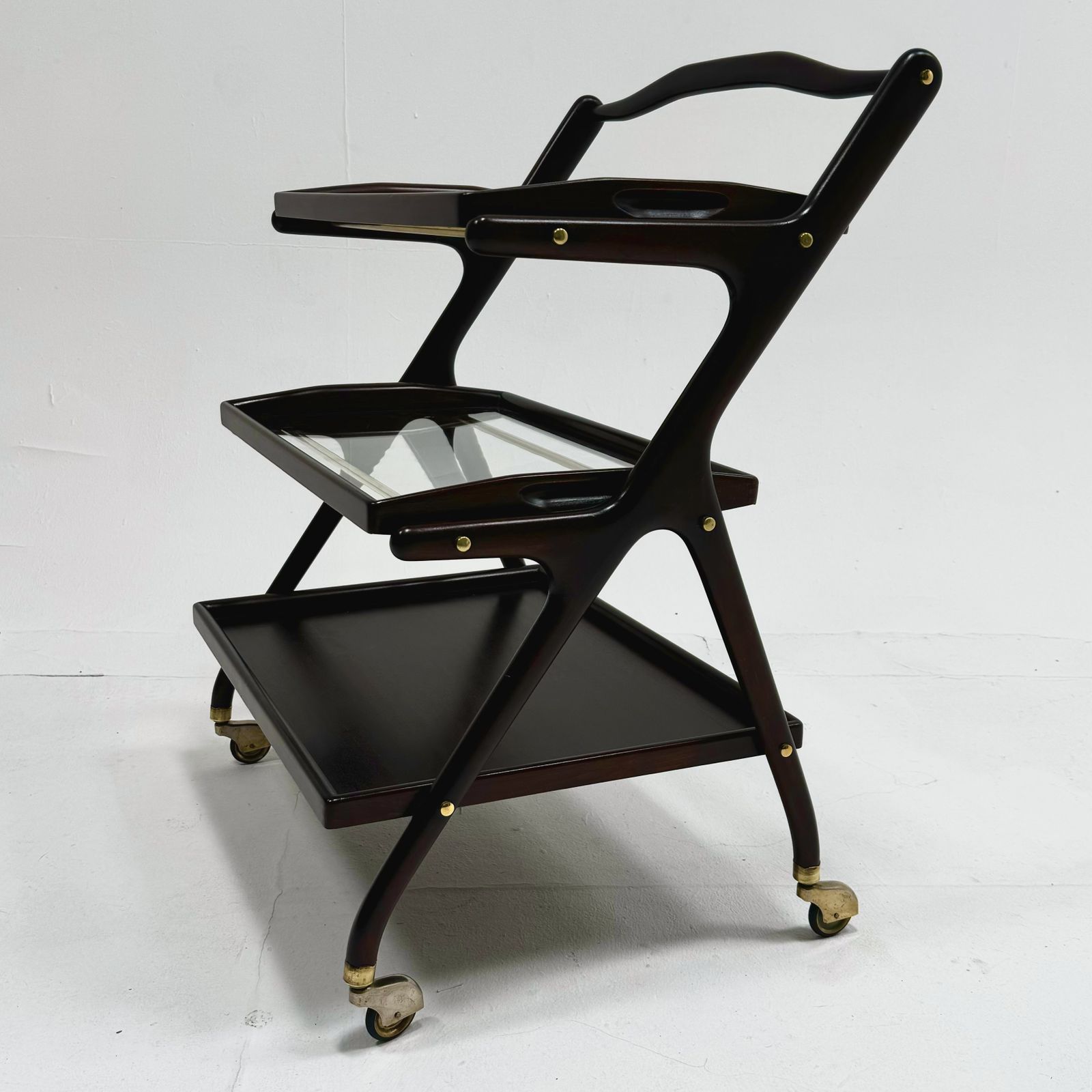 1950s Italian Cesare Lacca Mahgany Bar Cart photo 1350.0