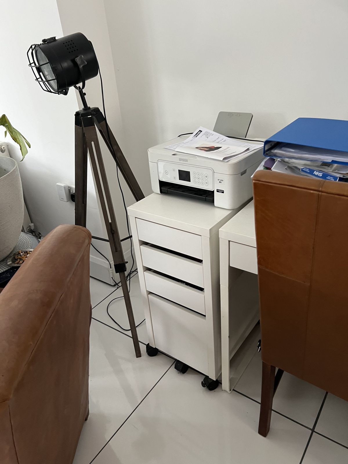 Ikea  Double Draw White Desk And Matching Drawers On  Wheels photo furniture