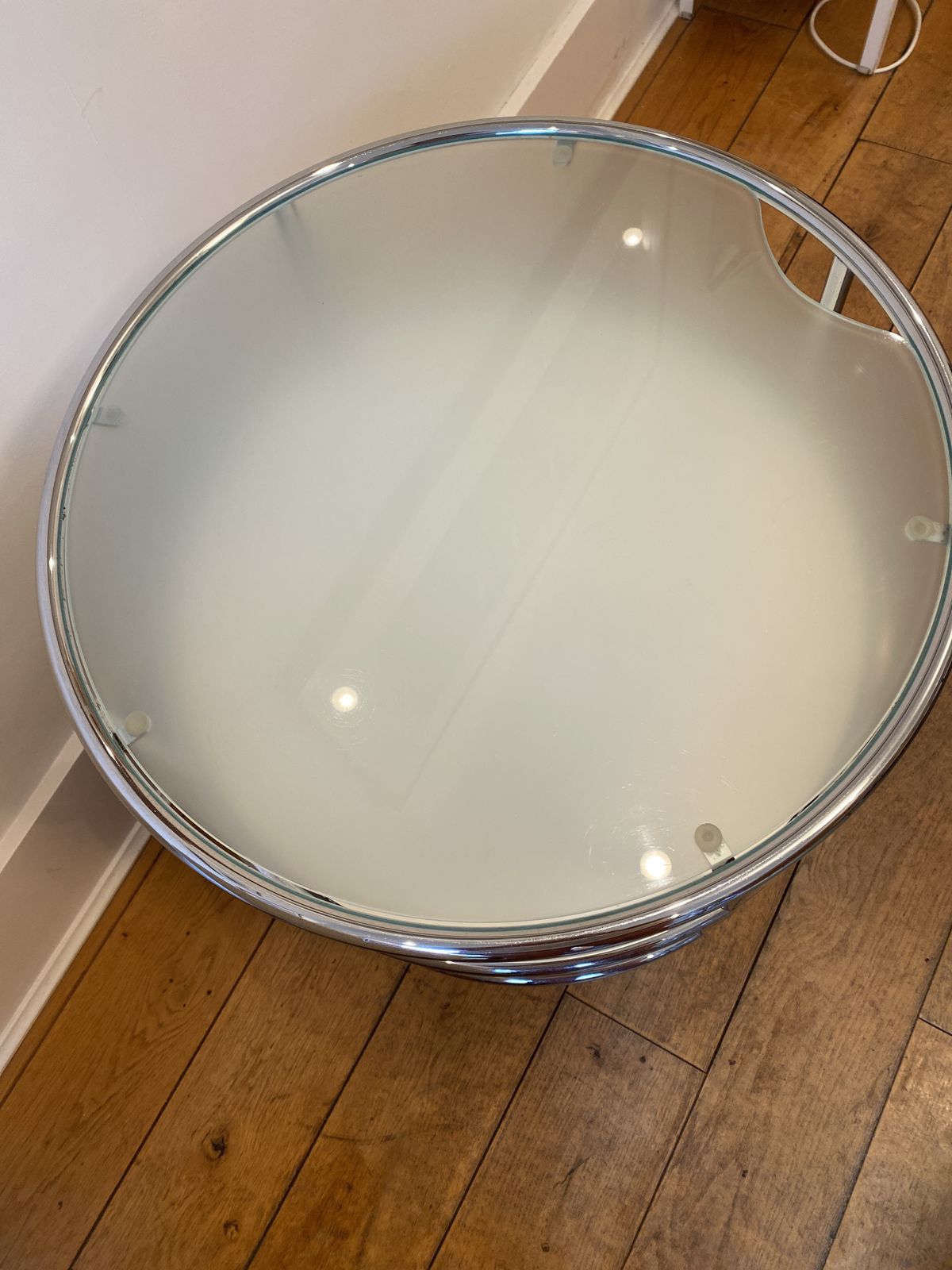Swedish Vintage Glass Chrome Coffee Table With Three Tiers photo furniture