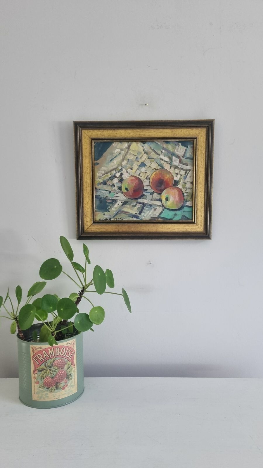 Rosy Apples Swedish Mid Century Oil On Canvas By Edvin Ollers (1888 1959) photo Art