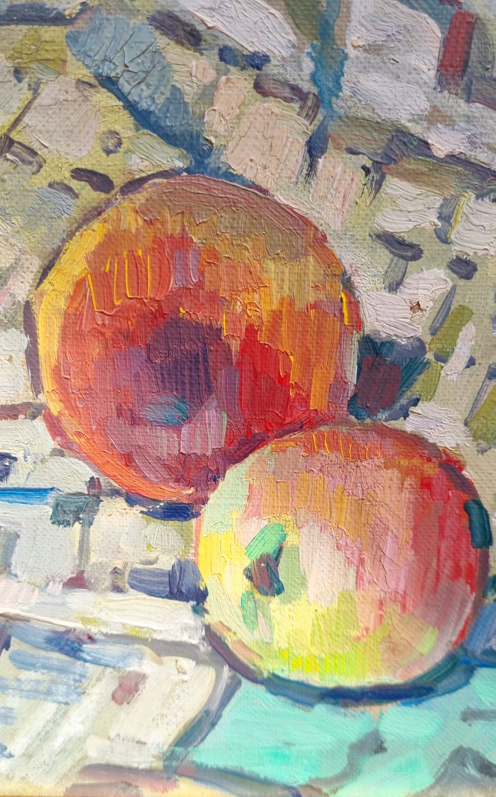 Rosy Apples Swedish Mid Century Oil On Canvas By Edvin Ollers (1888 1959) photo 575.0