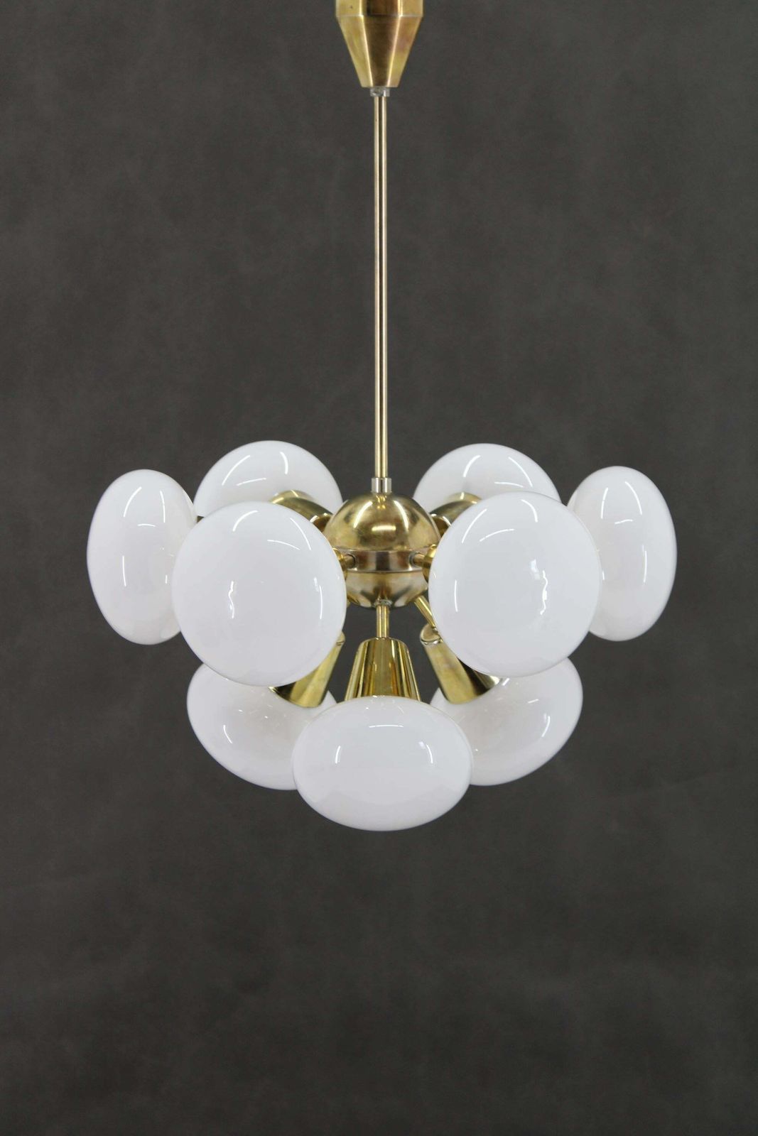 1970s Brass 9 Flamming Chandelier By Sputnik , Czechoslovakia photo Lighting
