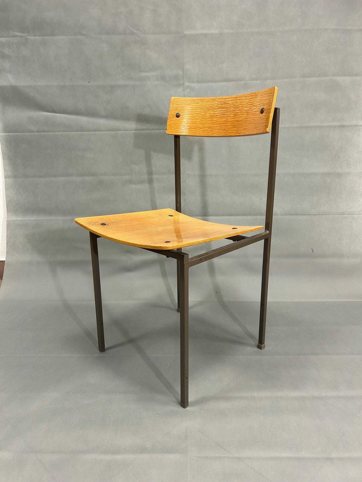 photo furniture 1 Of 8 Vintage Industrial Wood Dining Chairs/Stol Kamnik Designed By Branko Ursic /Vintage School Chair/Office Chair /Industrial Chair 1970s
