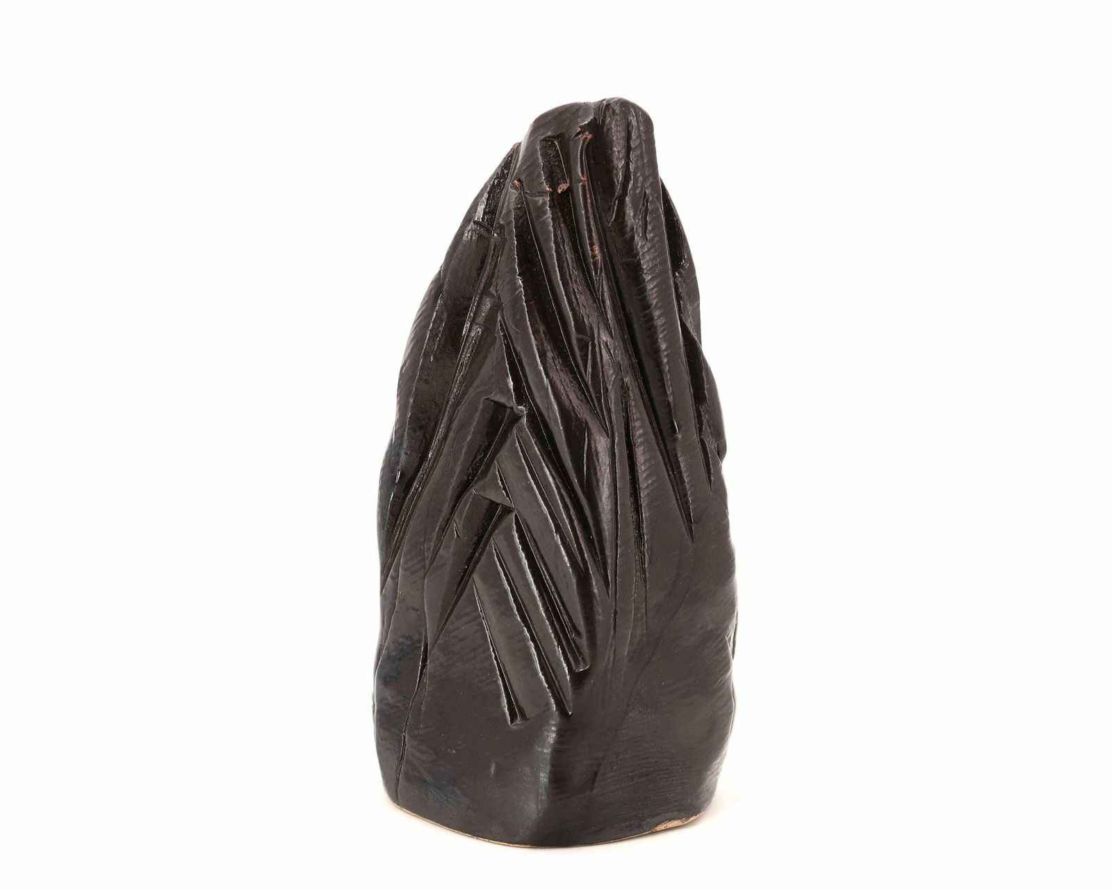 Minimalist Black Ceramic Sculpture " Cliff ", 1970s / Pebble, Abstract, Art, Paperweight photo 150.0