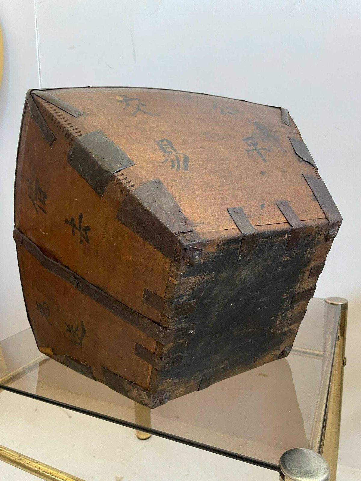 photo furniture Vintage Chinese Wooden Rice Carrier Measuring Basket