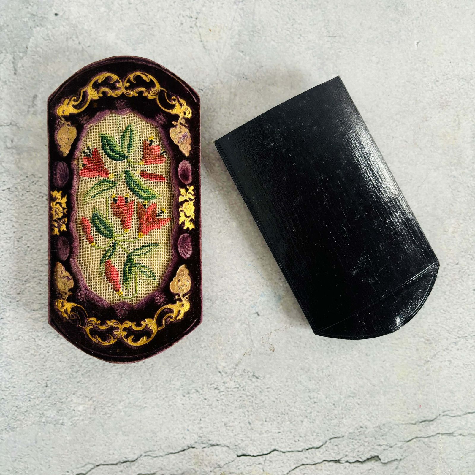 Antique French Embroidered Cigar / Spectacle Case photo furniture