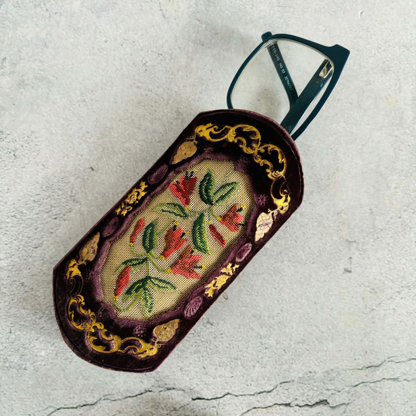 photo for sale Antique French Embroidered Cigar / Spectacle Case