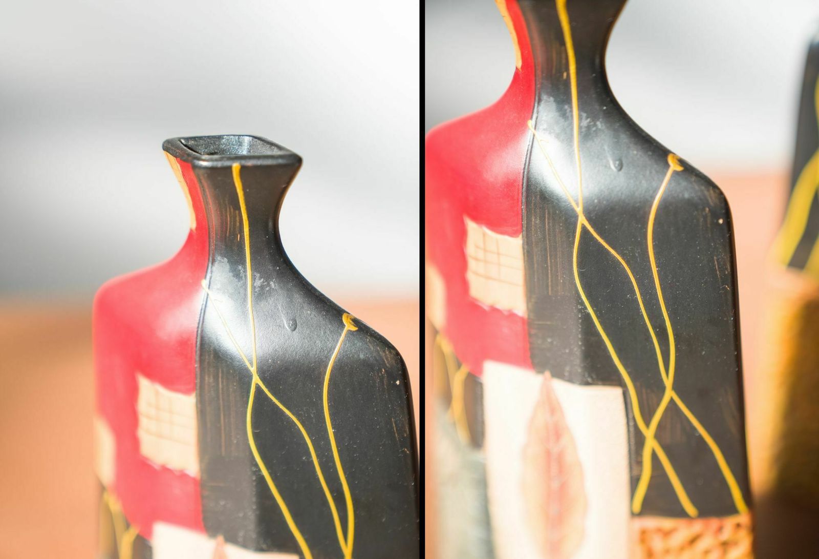 Pair Of 1980s 90s Terracotta Vases – Geometric And Textured Design photo Home Decor