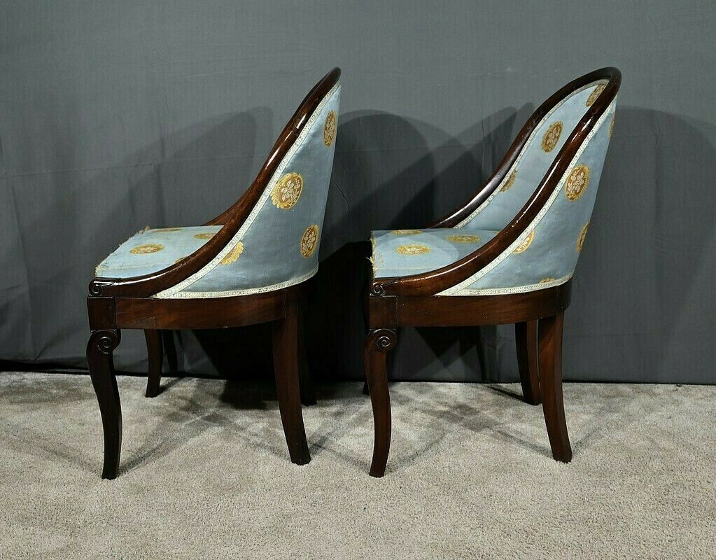 Pair Of Mahogany Gondola Chairs, Restoration Period – 1st Part 19th photo 910.0