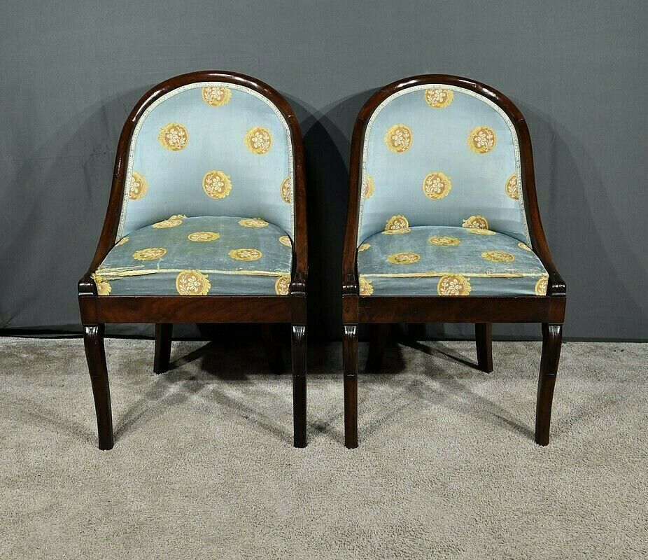 Pair Of Mahogany Gondola Chairs, Restoration Period – 1st Part 19th photo buy