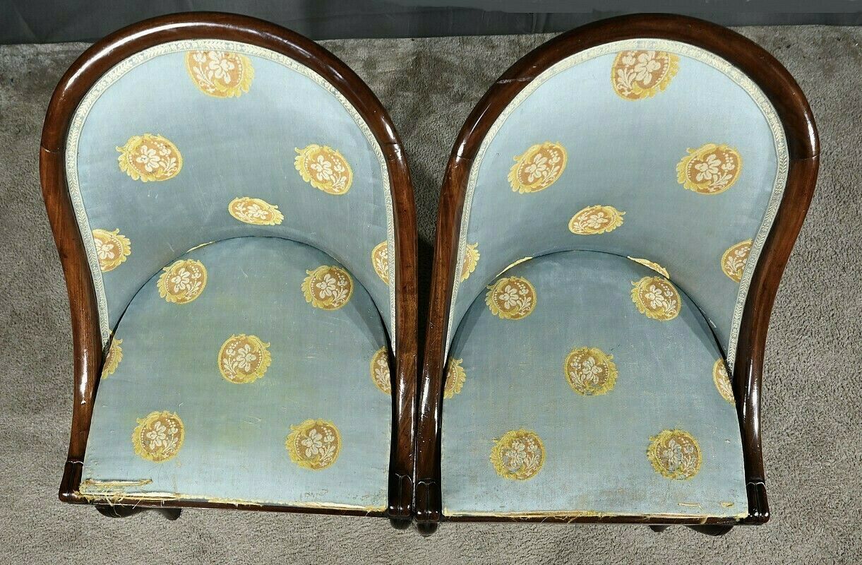 Pair Of Mahogany Gondola Chairs, Restoration Period – 1st Part 19th photo vintage
