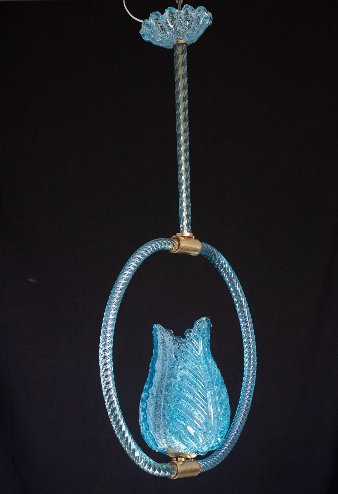 Blu Jewel Murano Glass Chandelier By Barovier E Toso, 1950s photo vintage