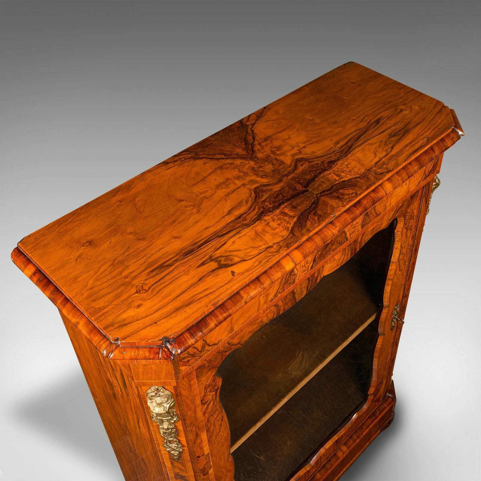Large Antique Pier Cabinet, English, Walnut, Glazed, Druce & Co, Victorian, 1850 photo buy