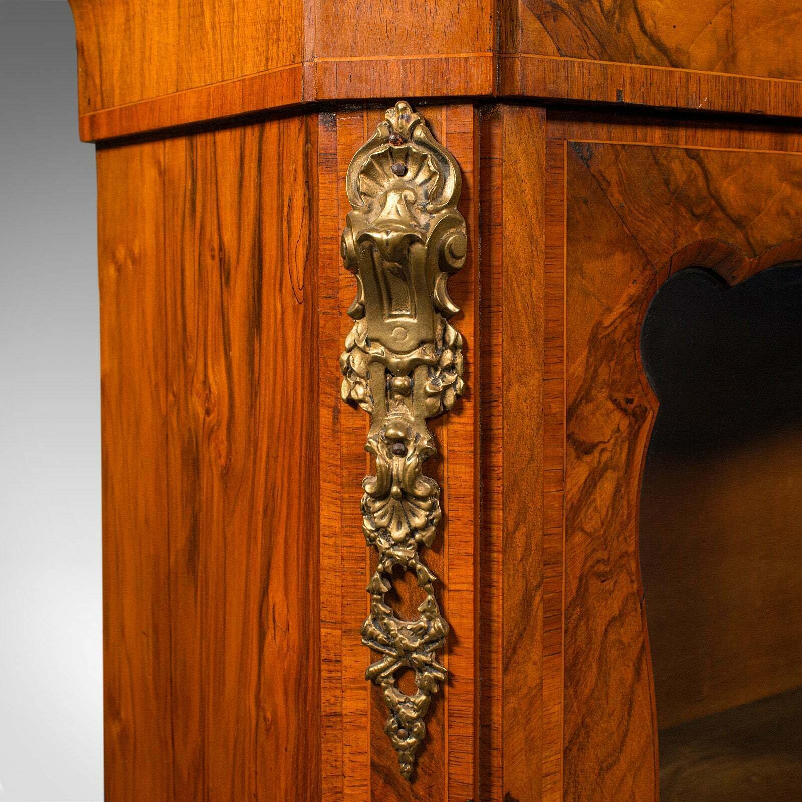 photo furniture Large Antique Pier Cabinet, English, Walnut, Glazed, Druce & Co, Victorian, 1850