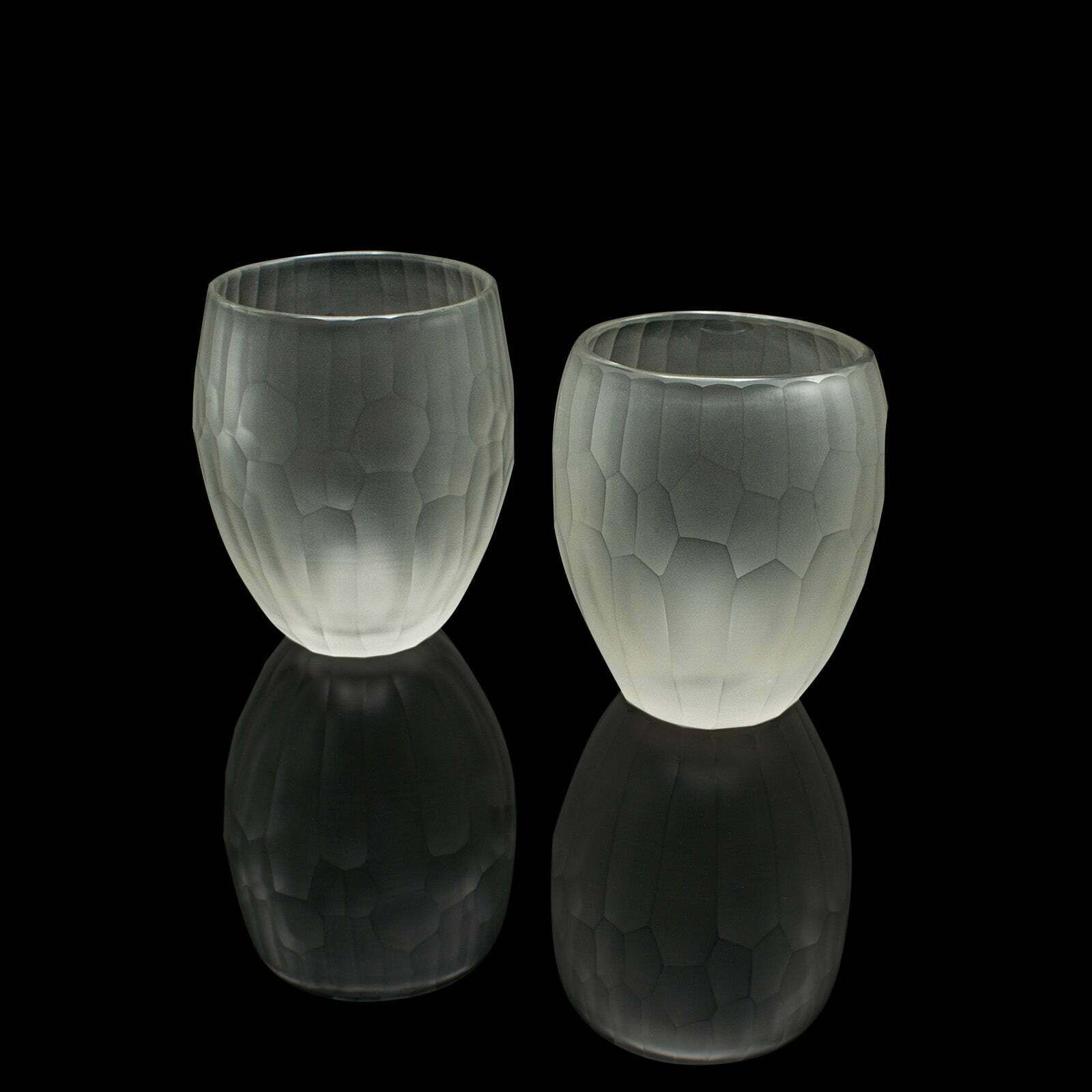 Set Of 4 Contemporary Wimbledon Spirit Tumblers, Frosted Cordial Glasses, Signed photo vinterior