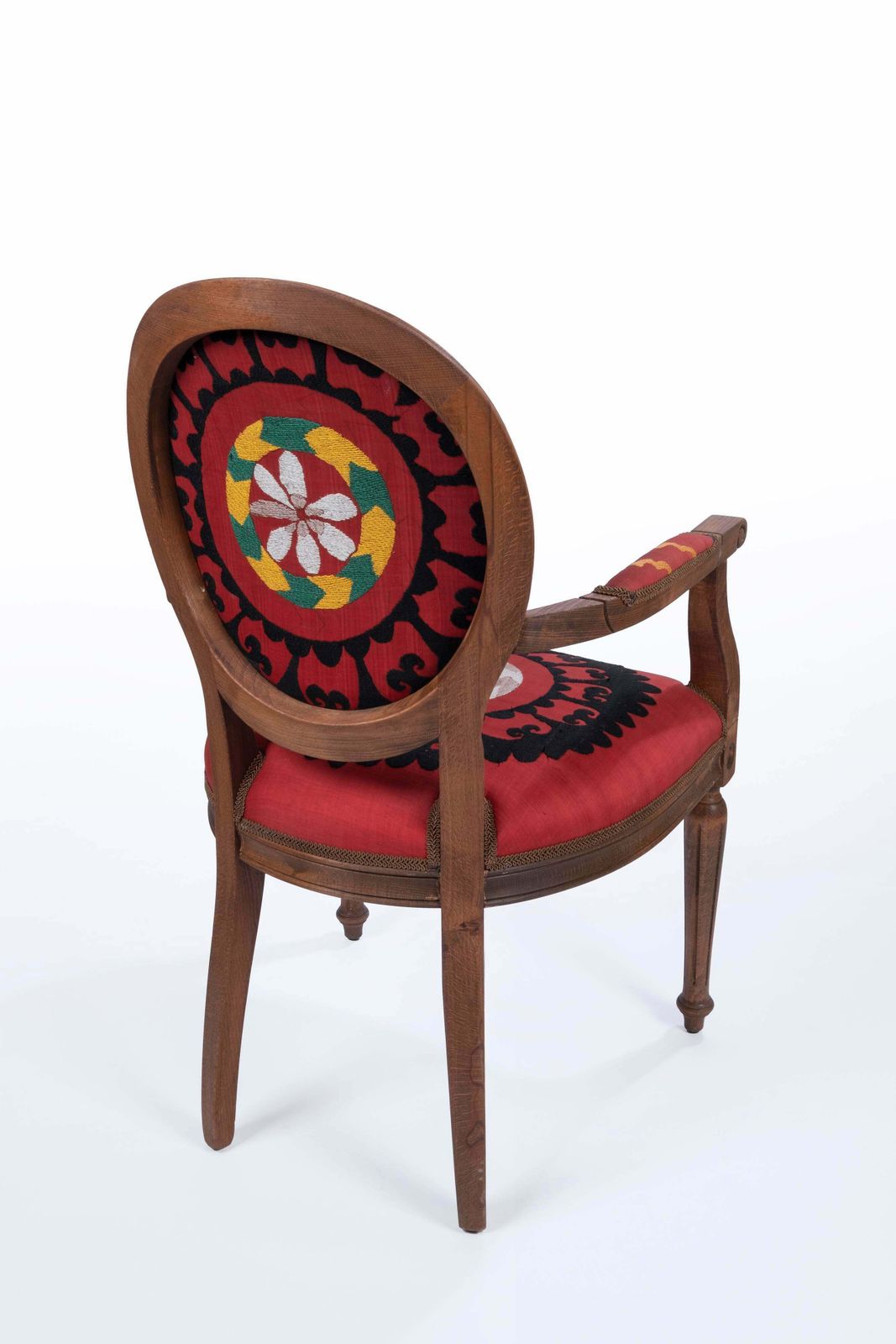 The Bohemian Chair, Suzani Embroidery Armchair With Bergere Style photo for sale