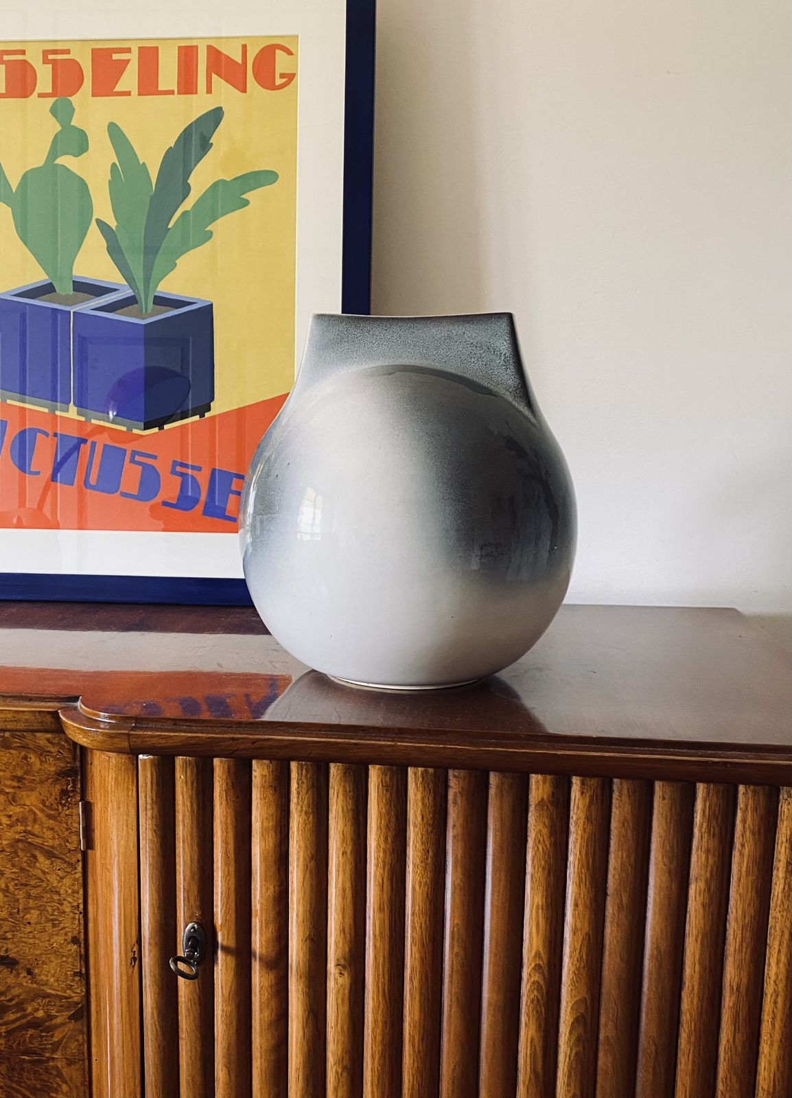 Mid Century Modern Spherical Gres Vase, Franco Bucci Italy Ca. 1970 photo vinterior