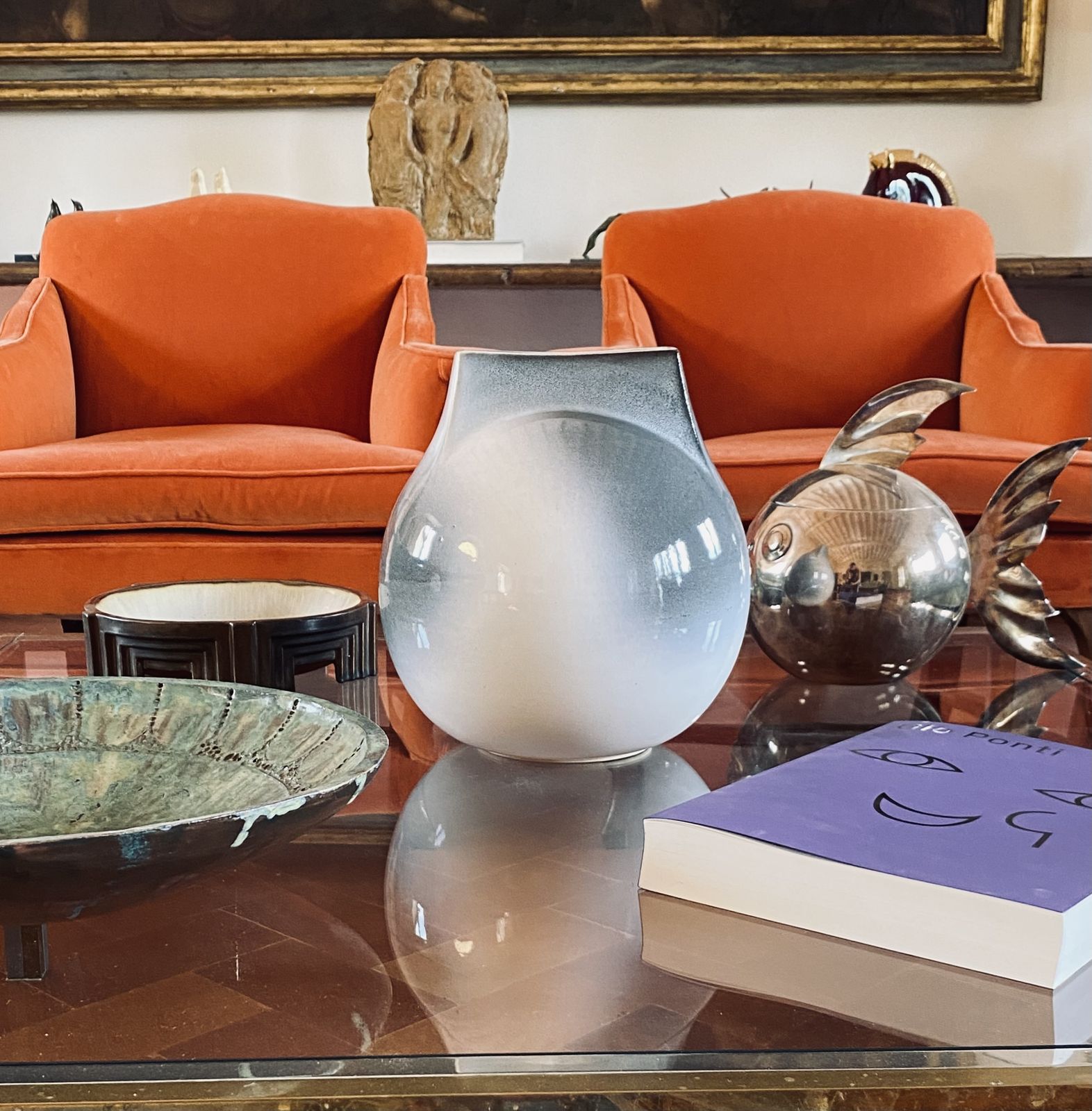 photo furniture Mid Century Modern Spherical Gres Vase, Franco Bucci Italy Ca. 1970