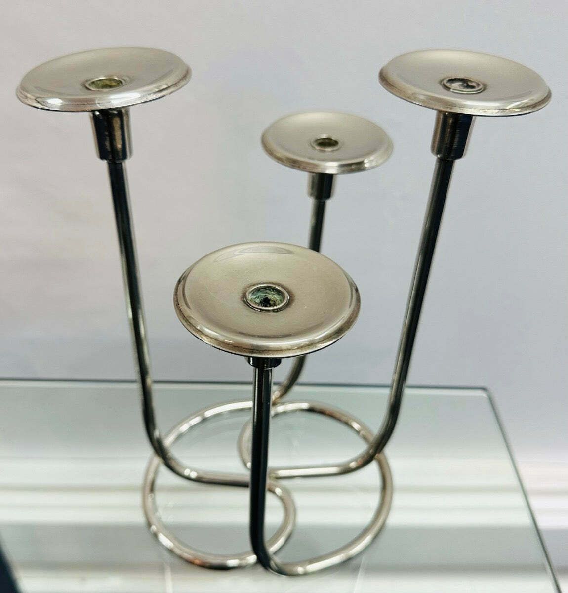 photo vinterior Pair Of 1950s German Candleholders Wilhelm Wagenfeld Style