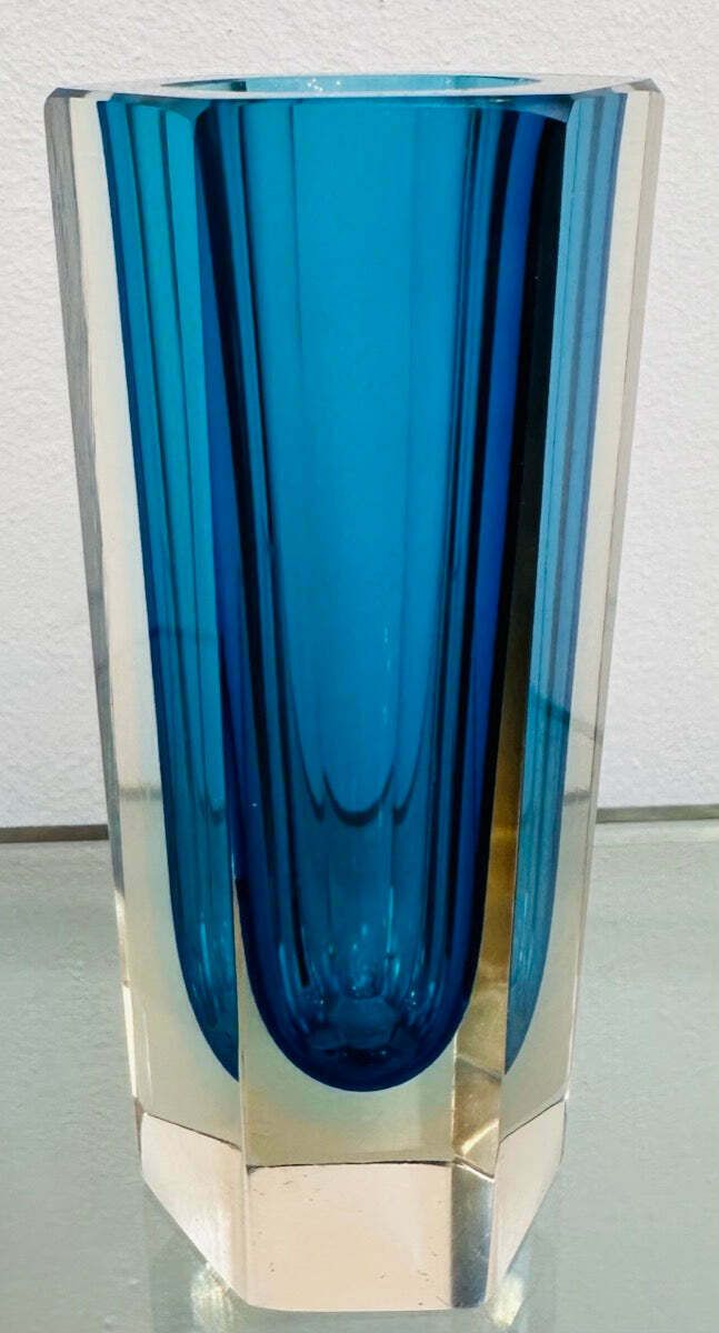 Small 1960s Italian Murano Turquoise Glass Vase photo for sale