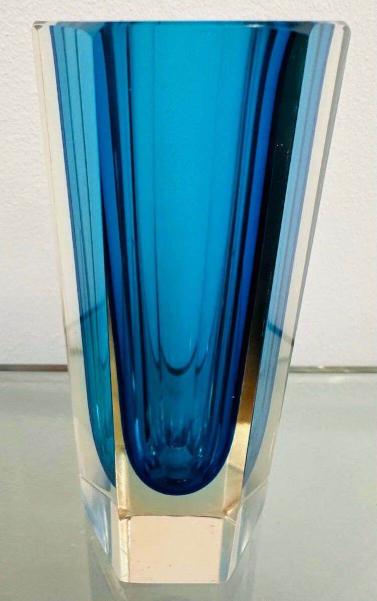 photo for sale Small 1960s Italian Murano Turquoise Glass Vase