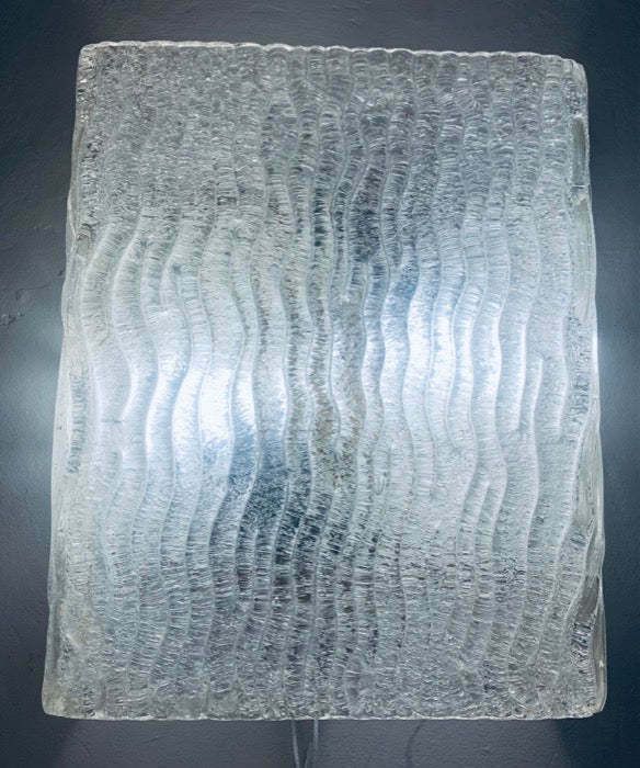 photo for sale Pair Of Large Austrian 1960s J.T. Kalmar For Kalmar Lighting Waved Glass & Brass Wall Lights Or Wall Sconces