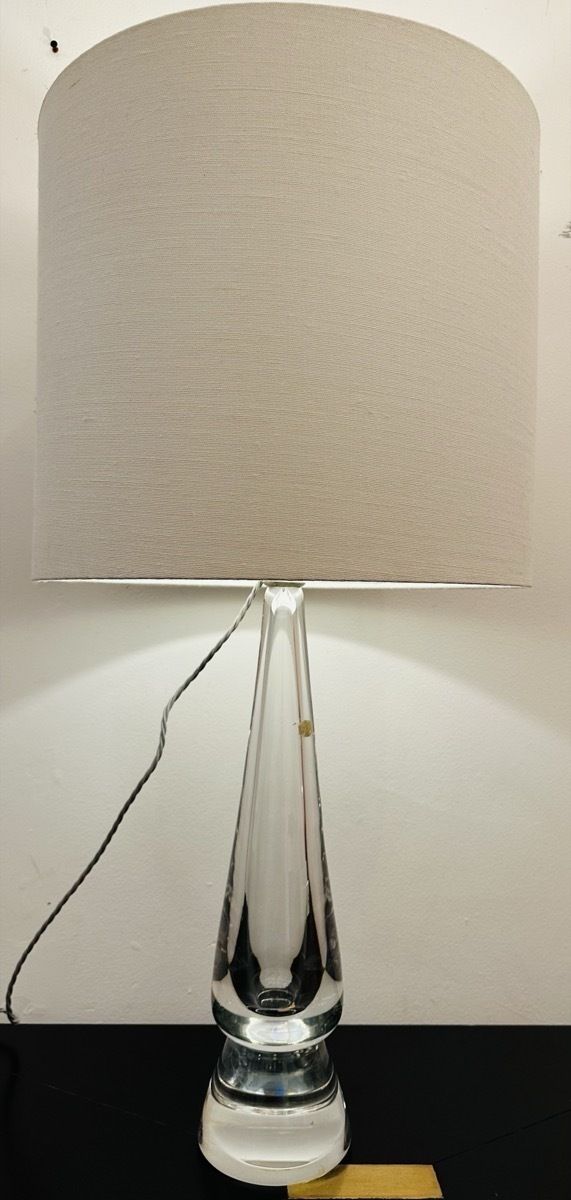Lighting 1970s Belgium Val Saint Lambert Clear Crystal Glass Table Lamp photo