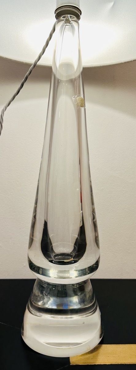 295.0 1970s Belgium Val Saint Lambert Clear Crystal Glass Table Lamp photo