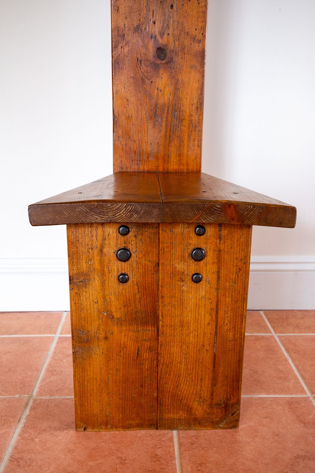 Furniture Brutalist Artisan Accent Chair Mid Century Tall Back Statement Pine Iron Rustic Craftsman Architectural Farmhouse Minimalis.T Reclaimed Primitive Folk photo