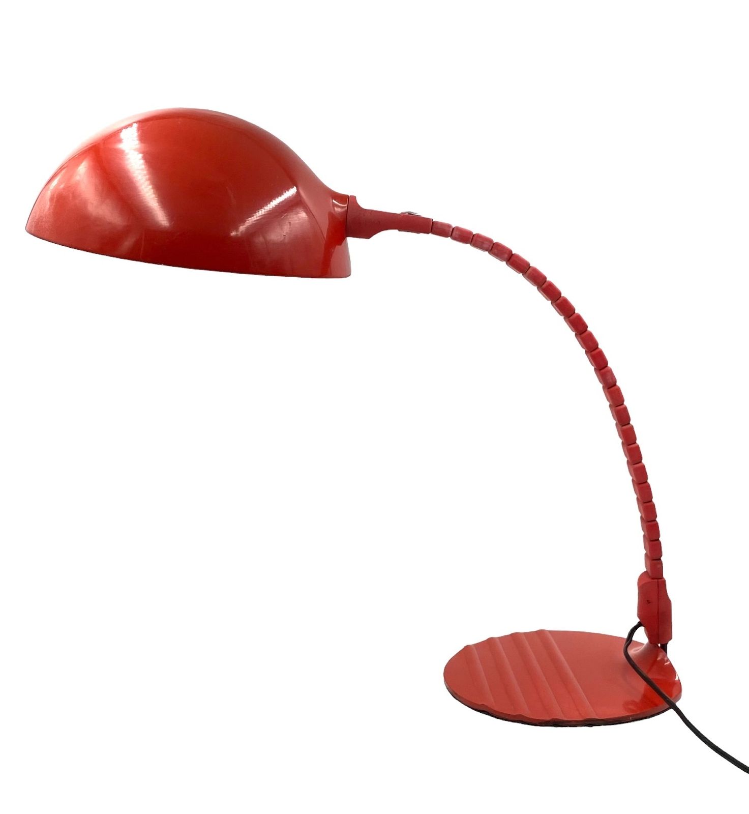 photo for sale Elio Martinelli, Flex Calotta Mod. 660 Bright Red Table Lamp, Martinelli Luce Italy, 1972