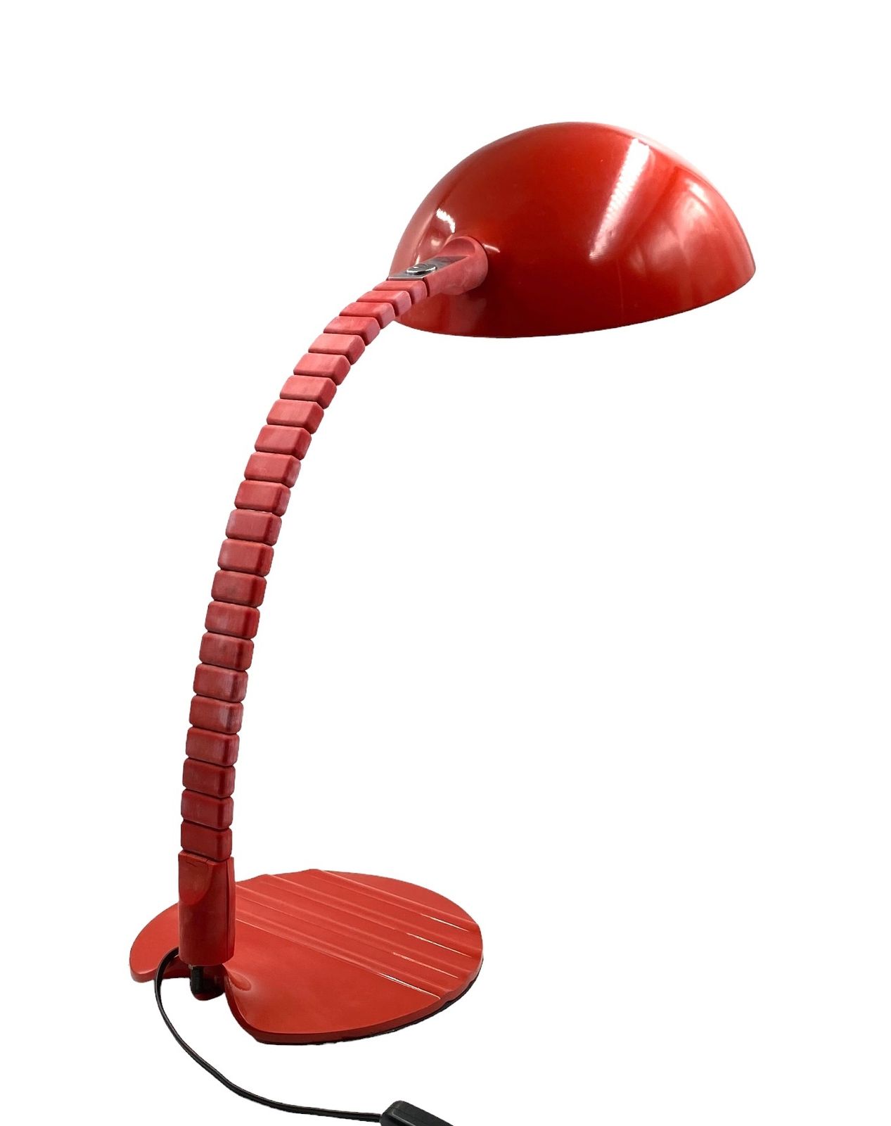 photo vintage Elio Martinelli, Flex Calotta Mod. 660 Bright Red Table Lamp, Martinelli Luce Italy, 1972