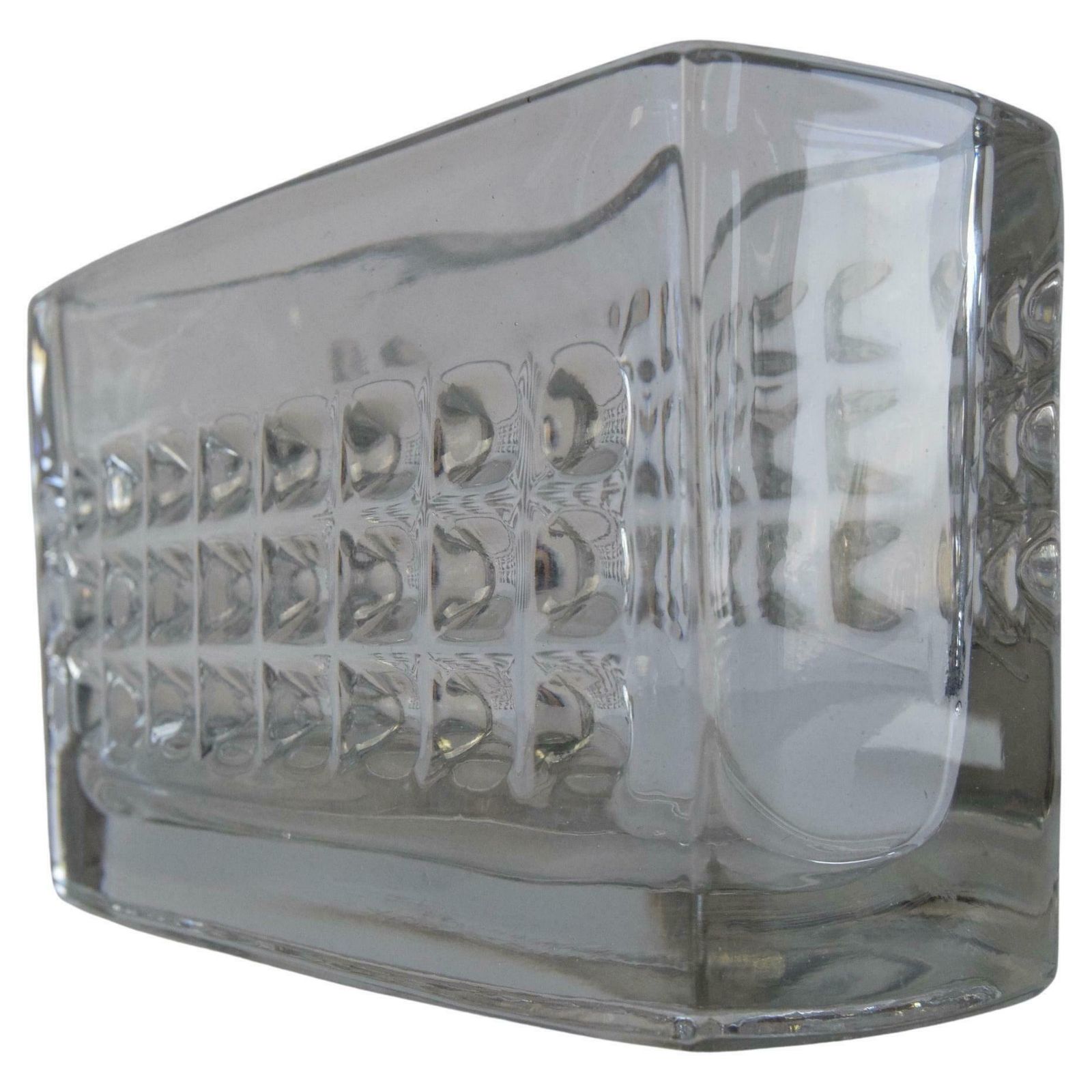 Vintage Jardiniere Glass Vase, By Rudolf Jurnikl, Rudolfova Hut, 1960's.