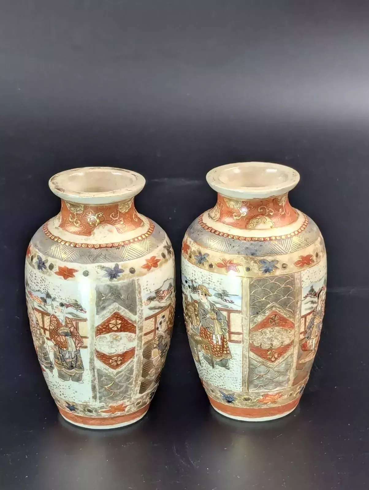 Antique Small Hand Painted Vases, Kutani, Japan, Meiji Period photo Home Decor