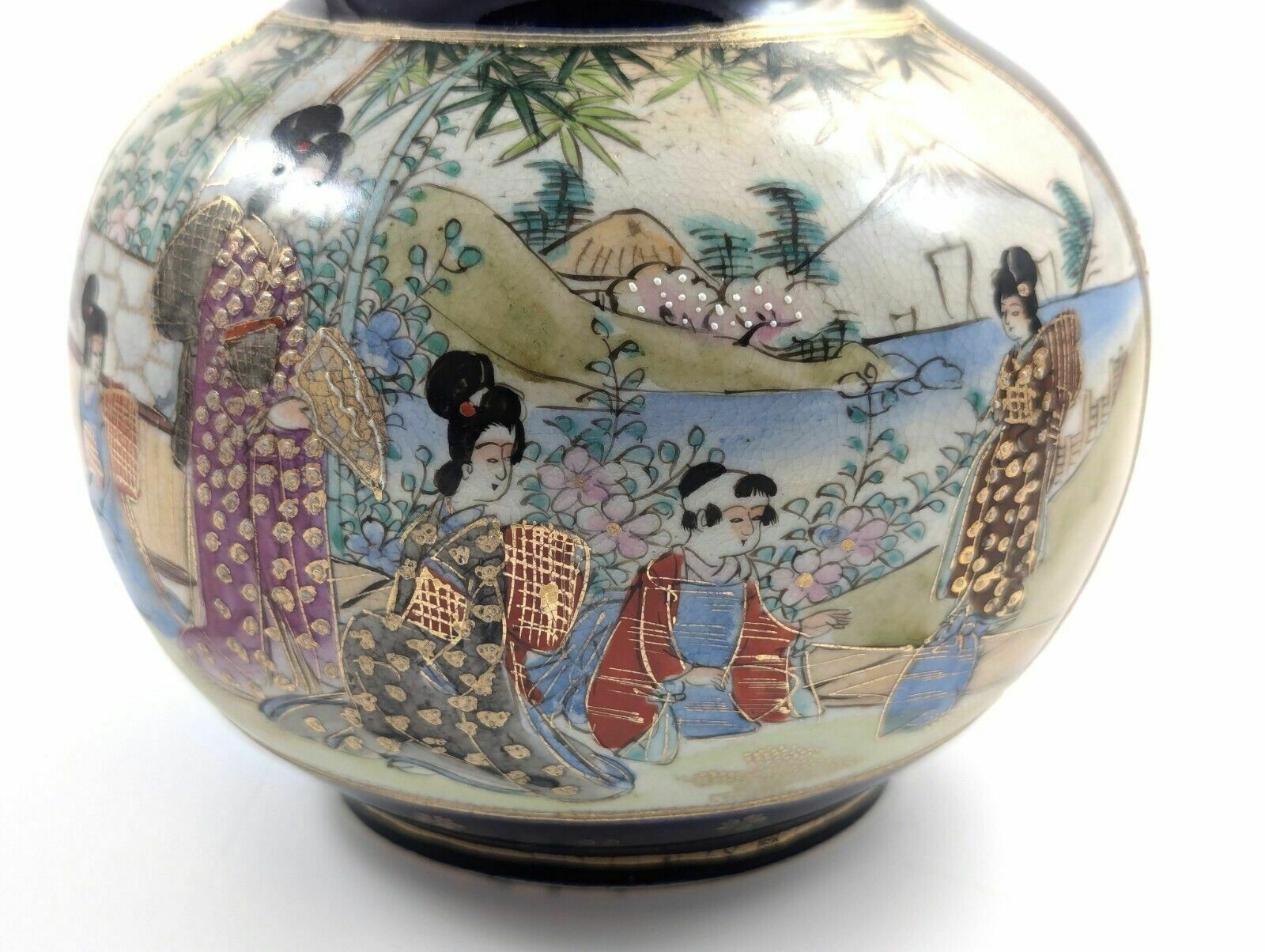 Antique Hand Painted Vase By Satsuma, Japan, Meiji Period photo vintage