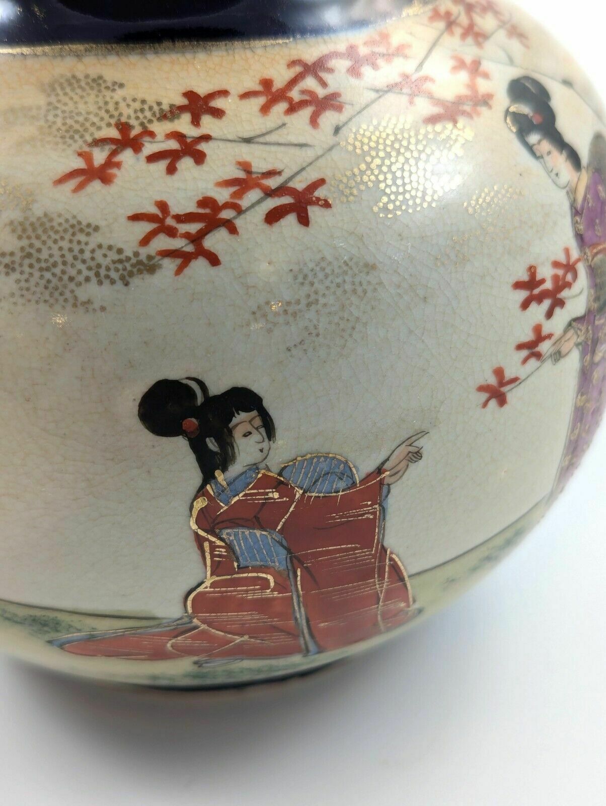 Home Decor Antique Hand Painted Vase By Satsuma, Japan, Meiji Period photo