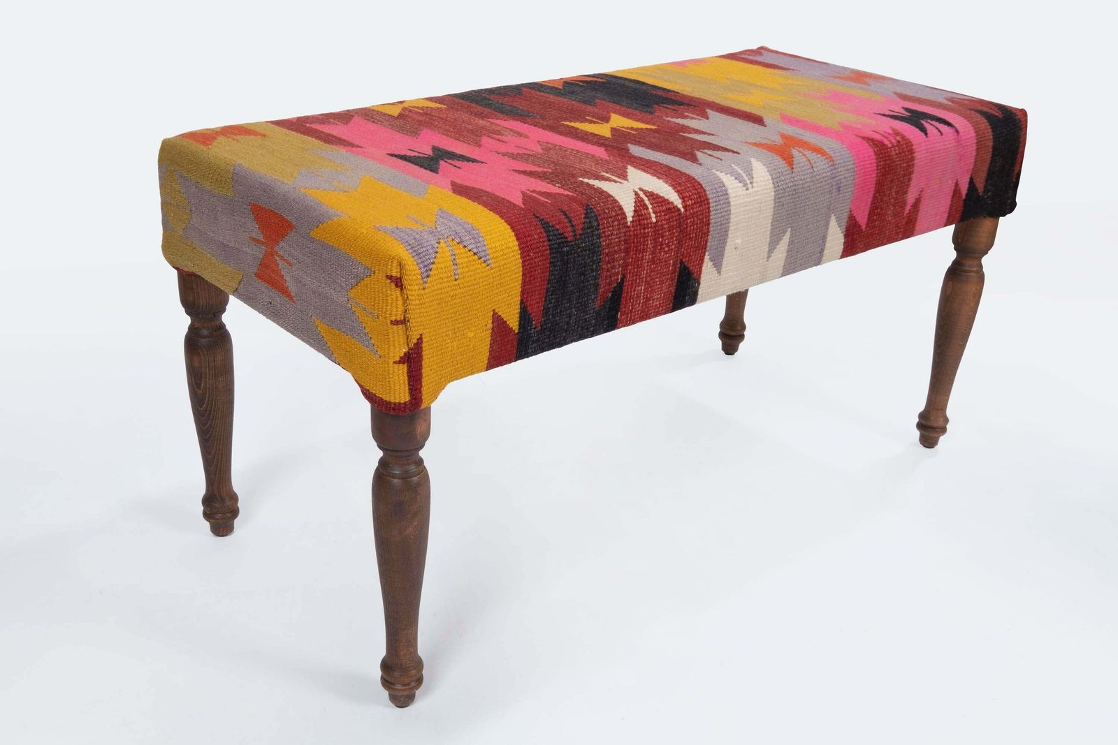 Kilim Bench Upholstered With Turkish Kilim Rug photo Furniture