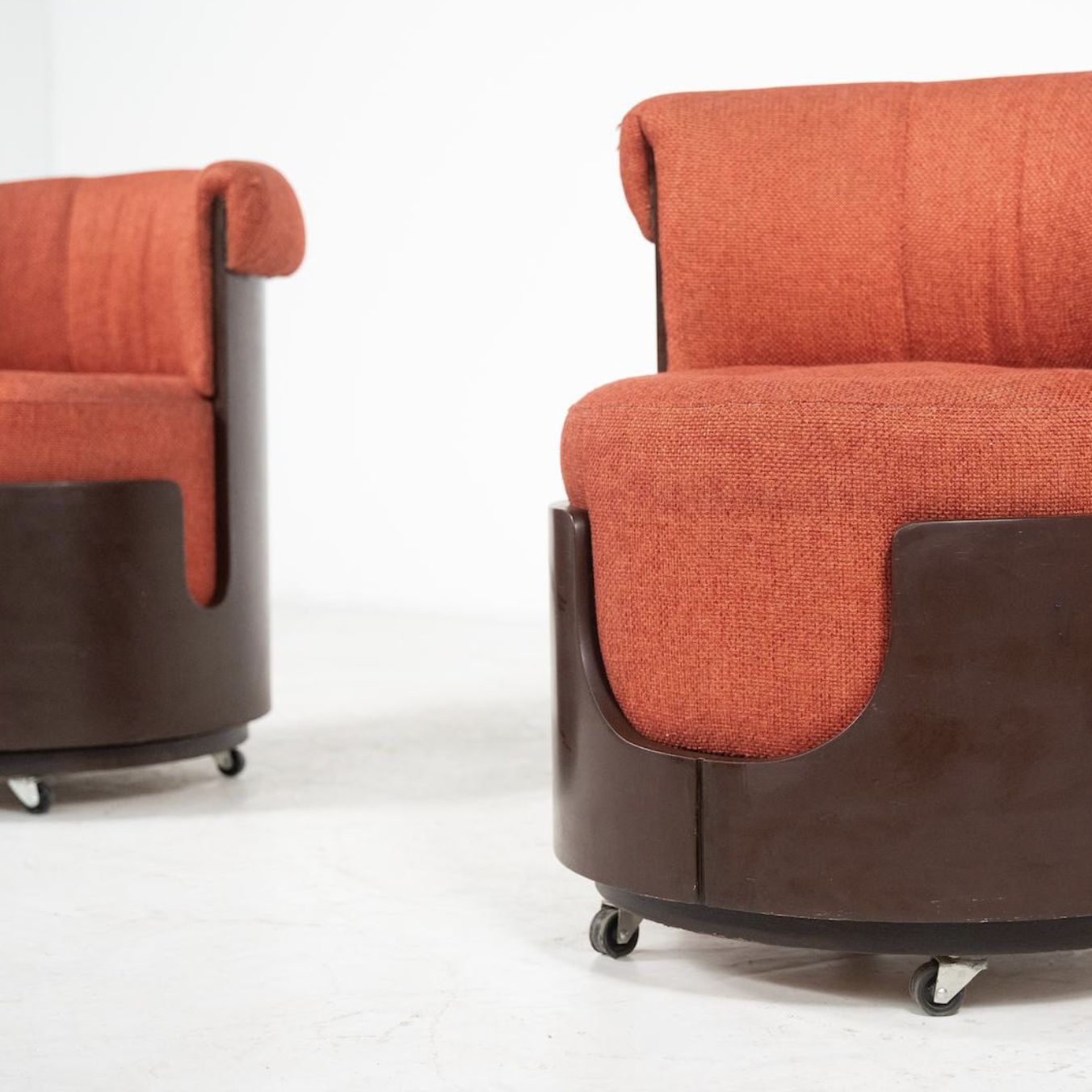 Mid Century Modern Pair Of Small Armchairs, Italy, Original Fabric photo Furniture
