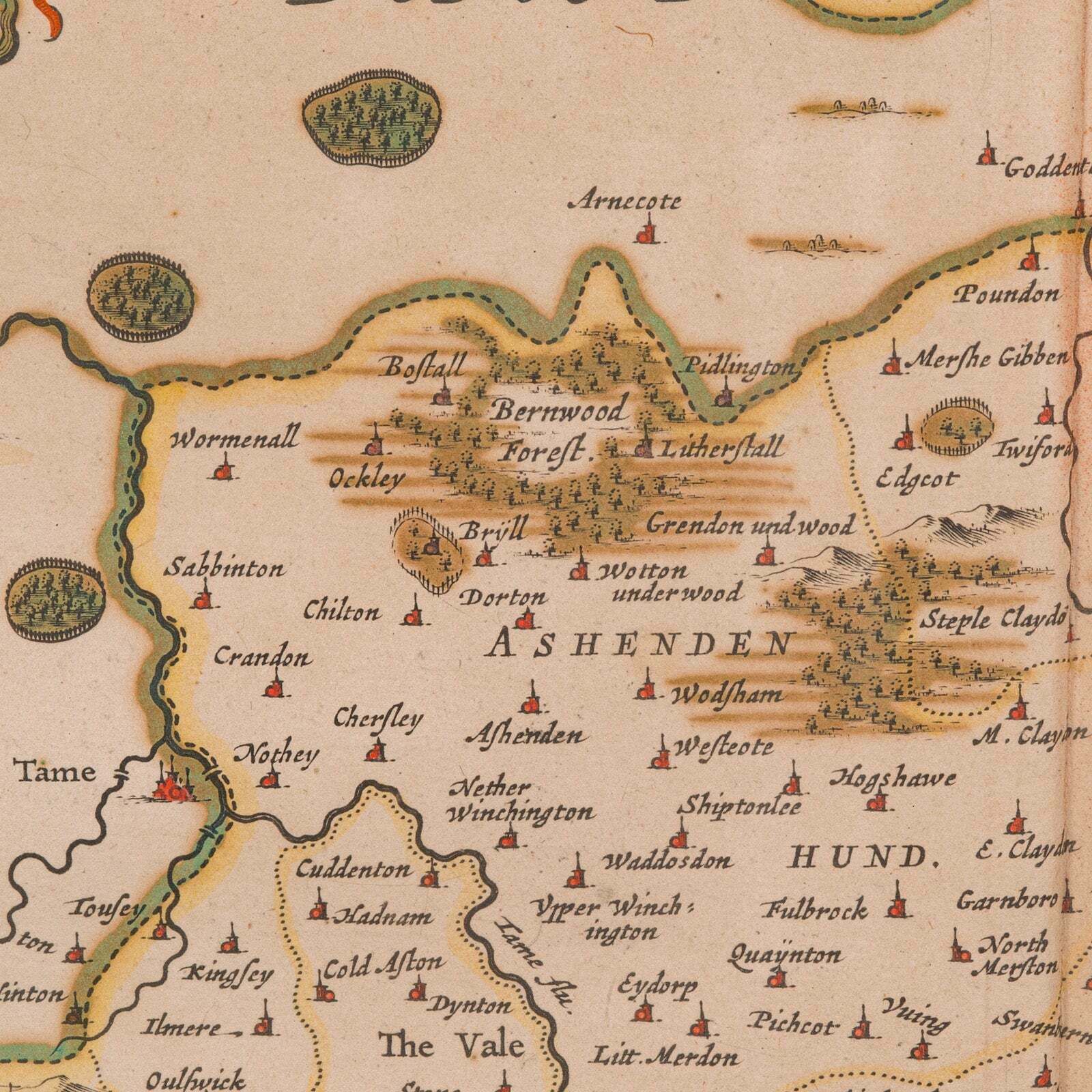 photo furniture Antique County Map, Buckinghamshire, Bedfordshire, Dutch, Framed, Janssonius