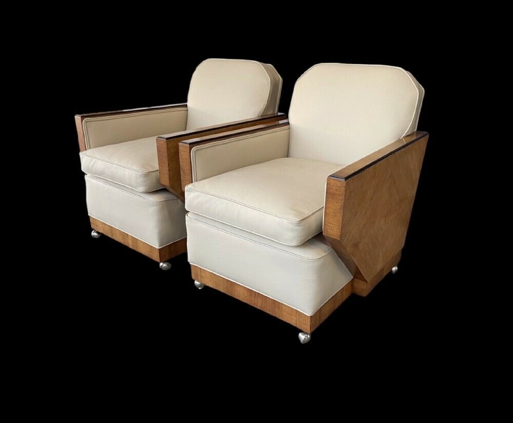 Furniture A Superb Pair Of Art Deco Armchairs photo