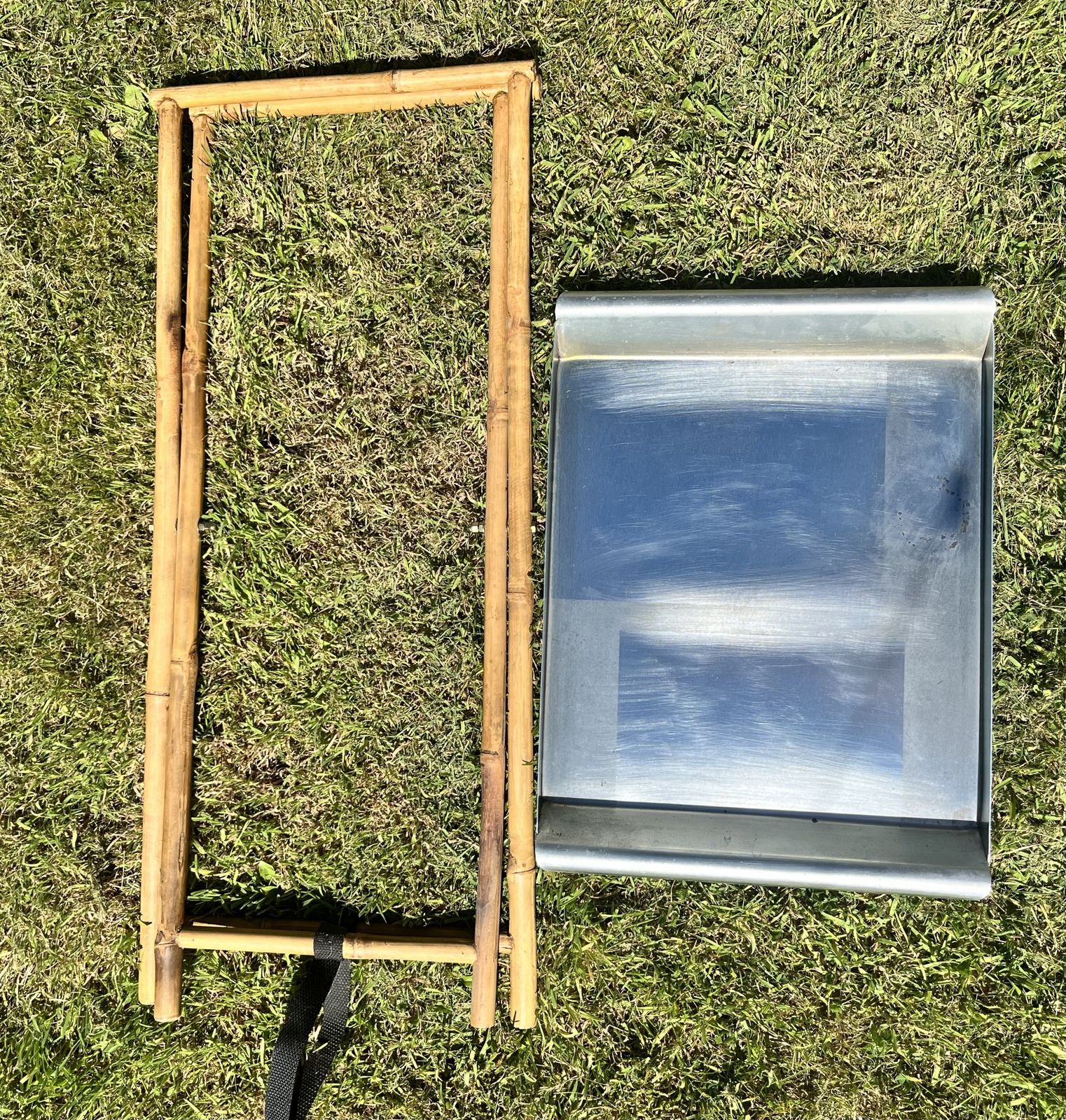 Furniture Amazing Vintage Bamboo And Steel Butlers Serving Tray & Folding Stand photo