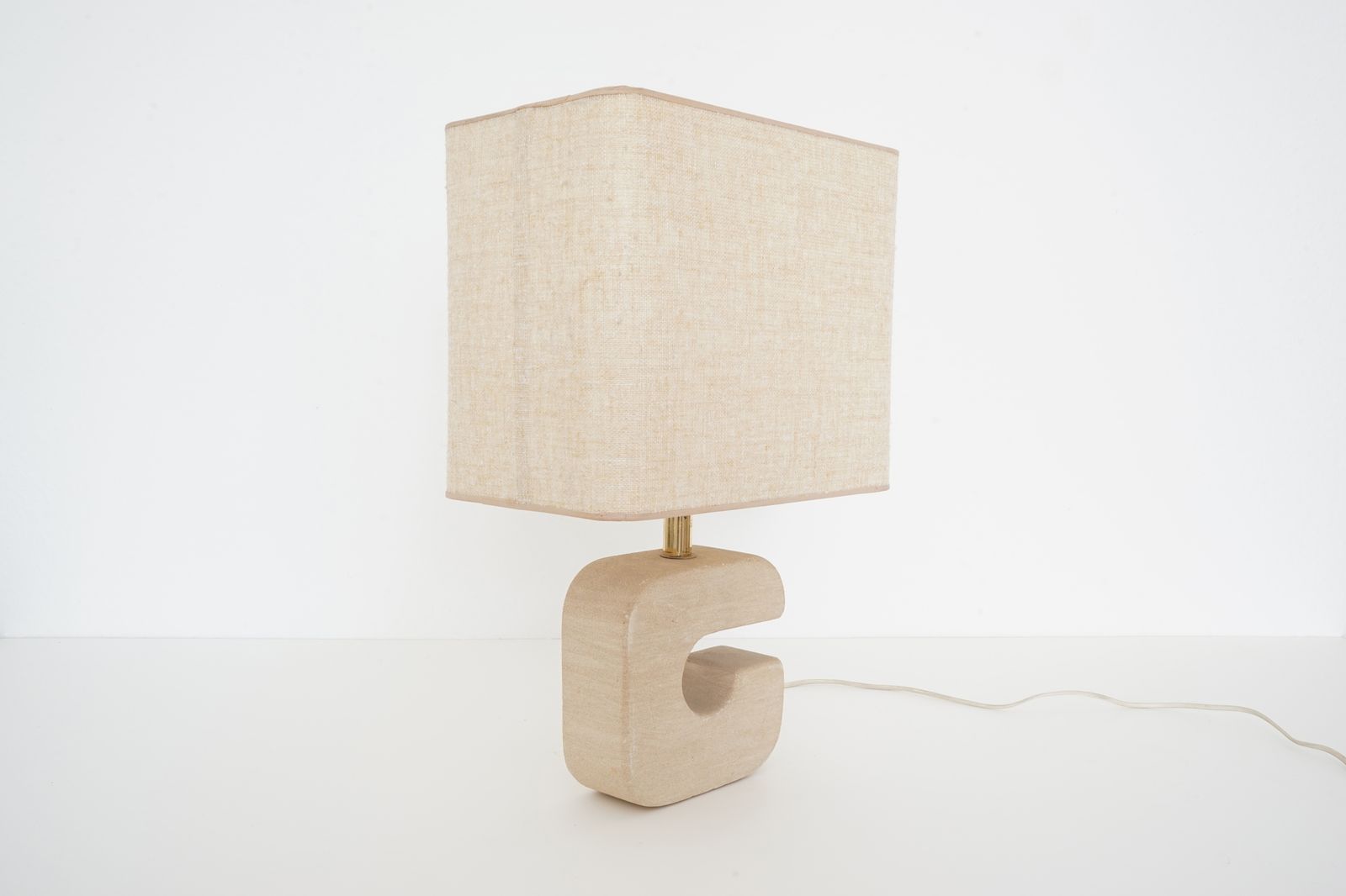 Desk Lamp From The 1960's In Sandstone And Beige Coloured Fabric photo for sale