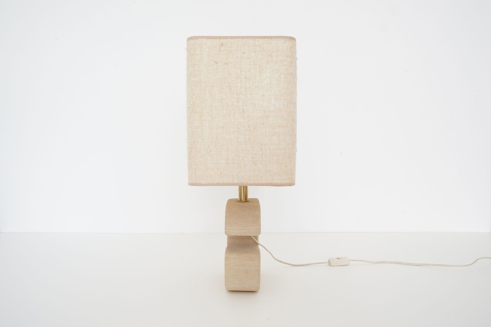 Desk Lamp From The 1960's In Sandstone And Beige Coloured Fabric photo Lighting